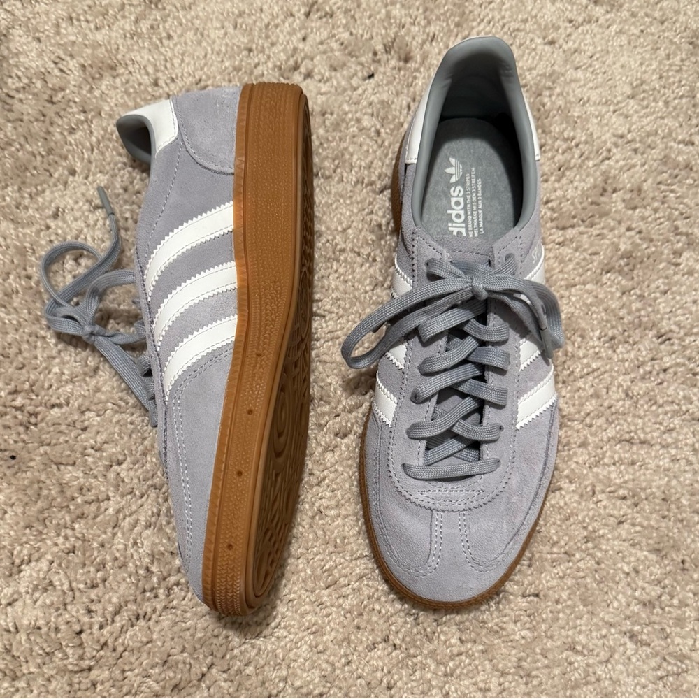 Adidas Gray and White Suede Handball Spezial Shoes - Picture 2 of 9